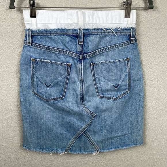 Hudson Jeans Lulu Skirt Denim Jean Mini 2 Tone Summer Beach Blue White Sz 24 - Picture 6 of 13